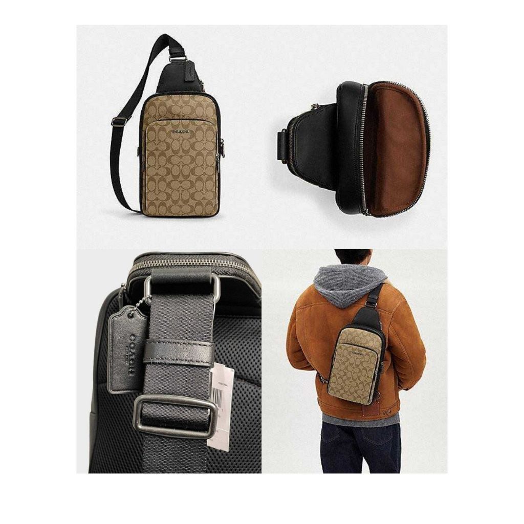 ของพร้อมส่งในไทย  จัดส่งแมส กระเป๋าคาดอกผู้ชาย West Pack In Signature Canvas (Style No.): F78777