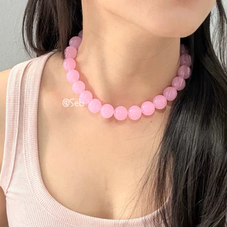 Sebofficial | Bubble Necklace (𝟏𝟔/𝟏𝟖𝐦𝐦.)♡‧₊˚| สร้อยคอลูกปัดอะคลิลิก สร้อยคอแฟชั่น สร้อยลูกปัดเม็ดกลมใหญ่