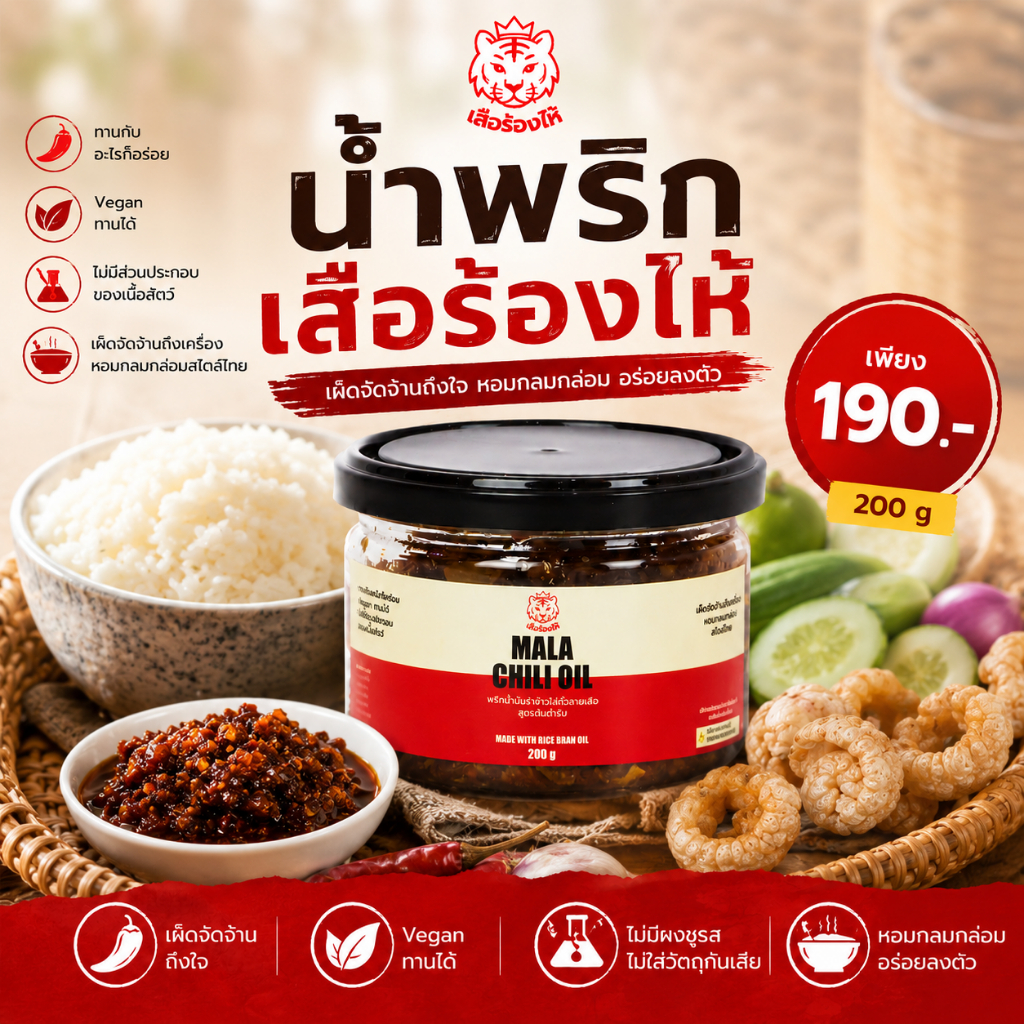 น้ำพริกเสือร้องไห้ 1 กระปุก 200 กรัม