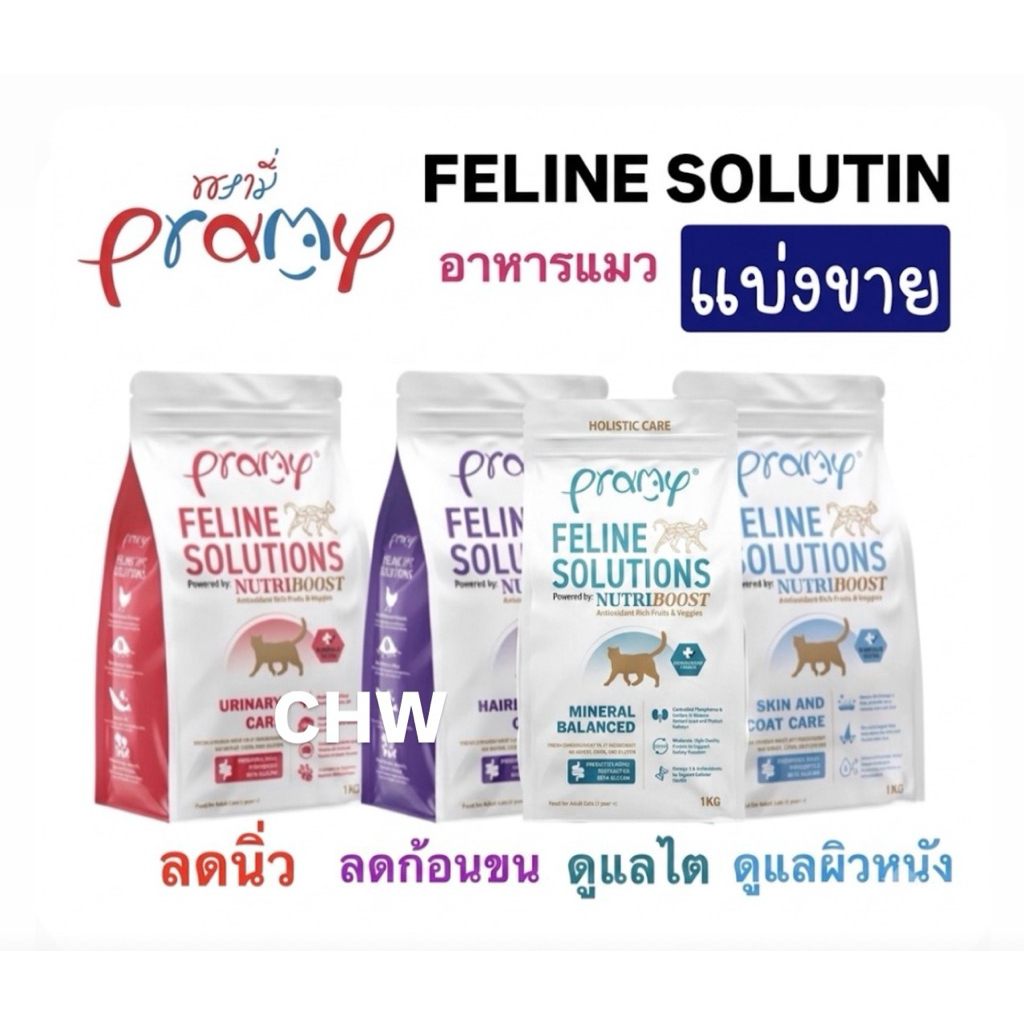 *แบ่งขาย* Pramy Feline Solution ครบทุกสูตรป้องกันโรค renal(ไต)-urinary(นิ่ว)-skin(ผิวหนัง)-hairball(ก้อนขน)