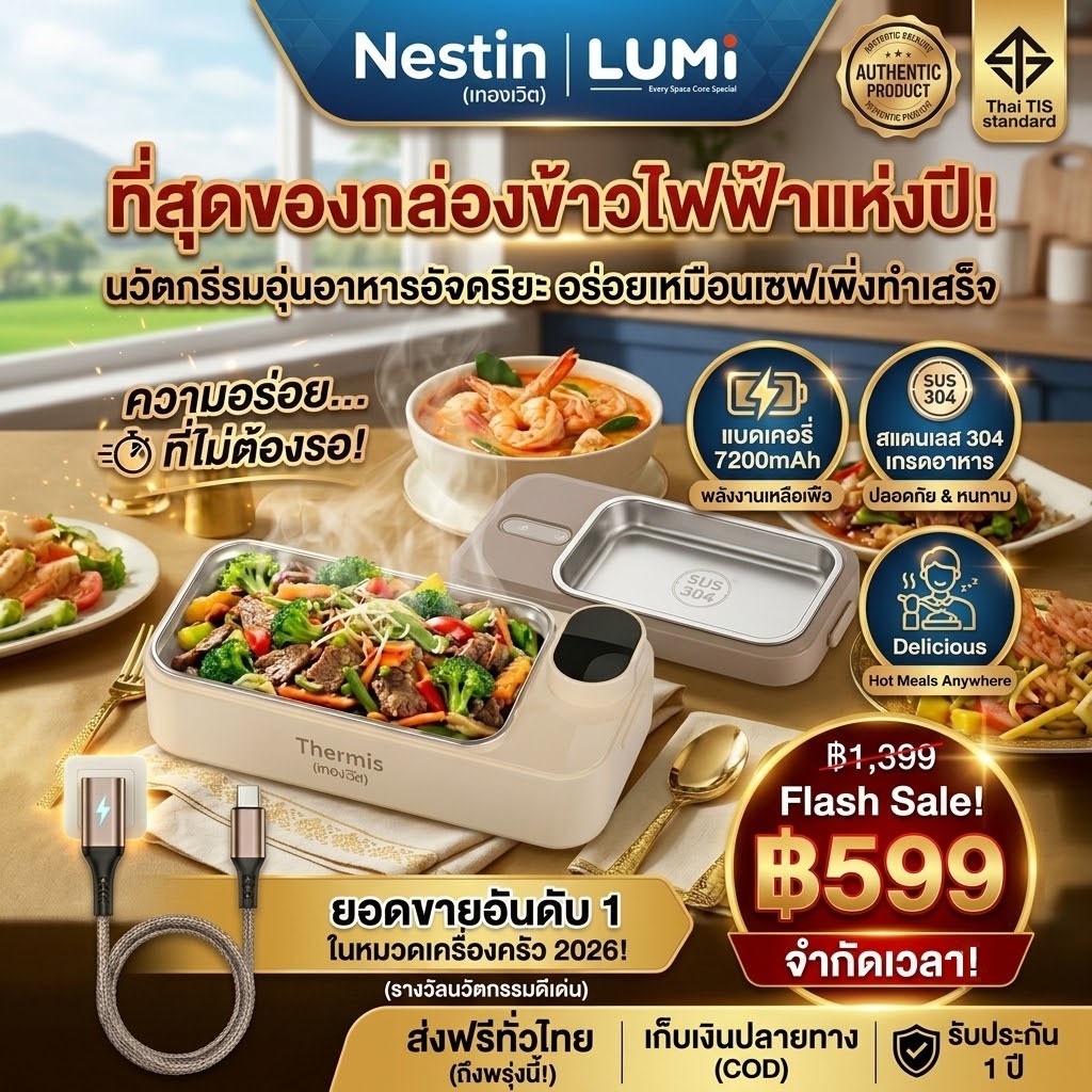 กล่องอาหารกลางวันทําความร้อนไร้สาย 7200มะห์ 304 สแตนเลสจอแสดงผลดิจิตอลความร้อนอย่างรวดเร็วอุ่นอาหารกล่องอาหารกลางวันไฟฟ้