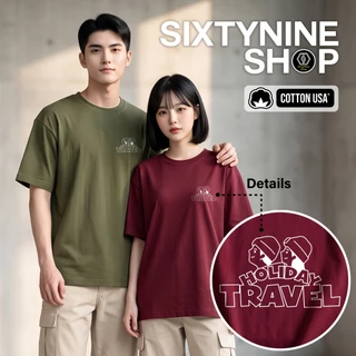 เสื้อยืดแขนสั้น ผ้าCotton M-4XL พิมพ์ลาย "Trevel" พร้อมส่ง
