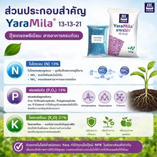 ปุ๋ยยาารามีล่า 13-13-21 ขนาดบรรจุ 100 กรัม - 2 กิโลกรัม