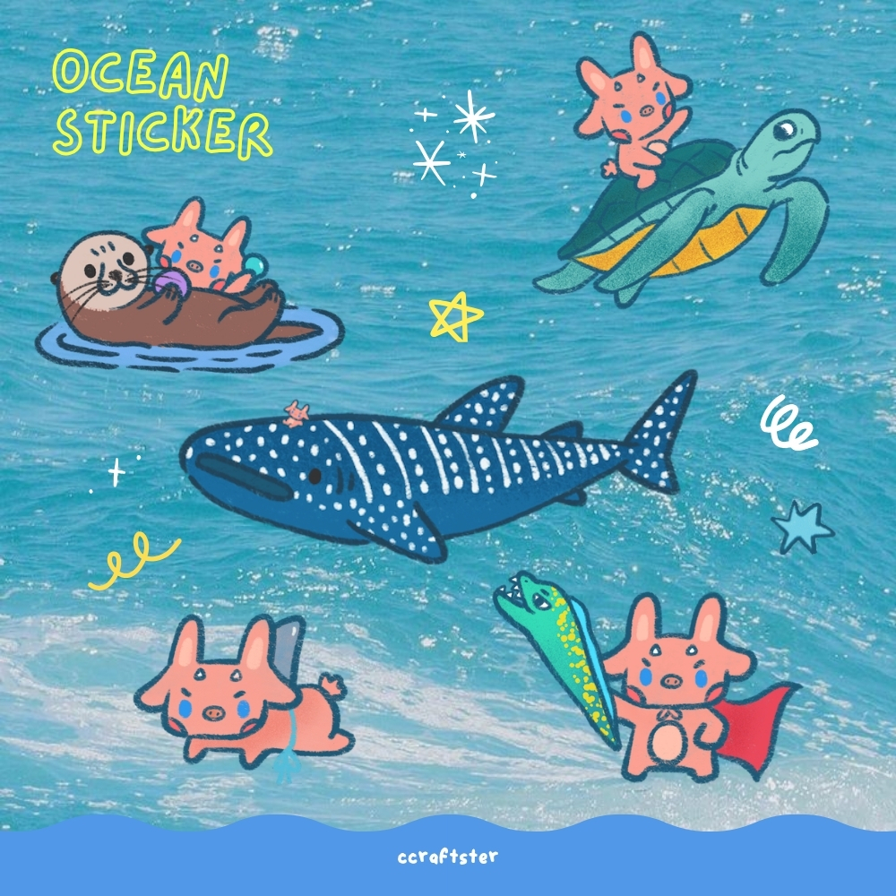 ccraftster -  PVC sticker สติ๊กเกอร์ตกแต่ง สติ้กเกอร์ติดคอม สติกเกอร์กันน้ำ สติกเกอร์น่ารัก (ไม่ทิ้งคราบกาว) ราคาต่อตัว
