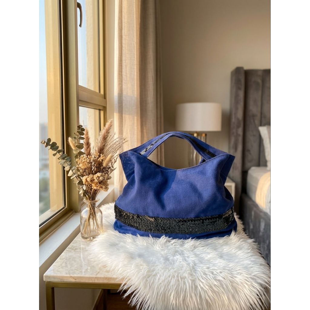 กระเป๋าถือผ้าแคนวาส ทรงtote ​✨ Green Label Relaxing (by UNITED ARROWS Japan) – Sequin Canvas Tote Ba