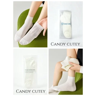CandyCutey ถุงเท้าสั้นผู้หญิง ผ้าฝ้ายบางสำหรับฤดูร้อน ลายตาข่ายระบายอากาศ ดูดซับเหงื่อ กันกลิ่น ไม่เลื่อนหลุด