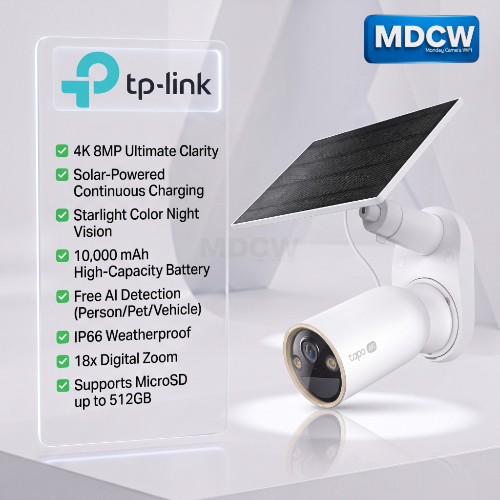 TP-Link Tapo C460Kit Solar Cell A201 Full-Color Night Vision 4K 8MP 3840 × 2160px