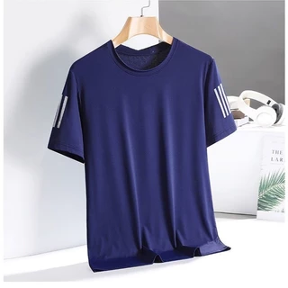 BECOOLMAN-เสื้อยืด คอกลม ผ้าไหมน้ำแข็ง เย็น แขนสั้น ชาย ฤดูร้อน แบบหลวม ใส่สบาย กีฬา ผ้าบางเบา ระบายอากาศได้ดี