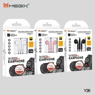 หูฟัง Megix Y26 พอร์ต 3.5 มิลลิเมตร ใช้ได้กับโทรศัพท์ Android ทุกรุ่น รับประกันสินค้า 1 ปี