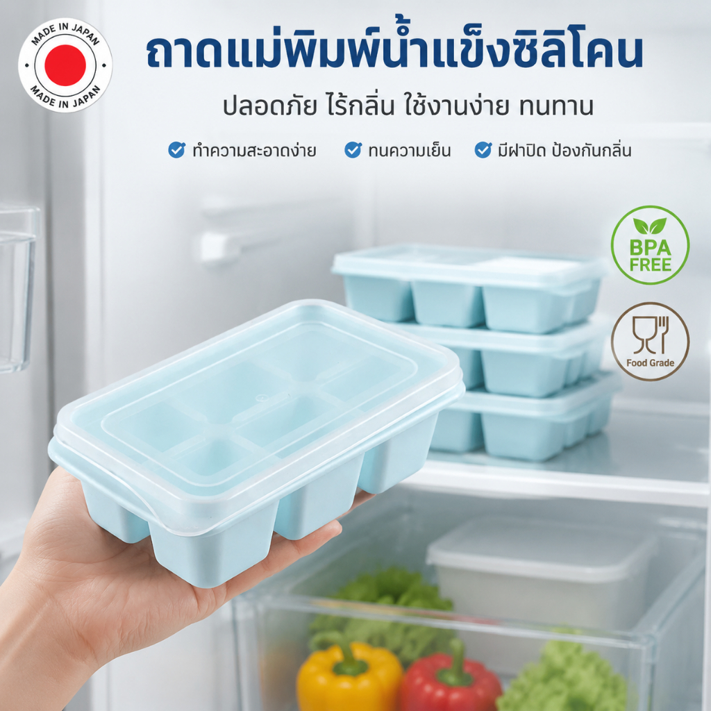 แม่พิมพ์น้ำแข็ง บล็อกซิลิโคนทำน้ำแข็ง(เซ็ท3ชิ้น)มีฝาปิด ถาดทำน้ำแข็ง ถาดแม่พิมพ์ แม่พิมพ์ซิลิโคน Icemaker ที่ทำน้ำแข็ง