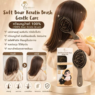 Perfect หวีขนหมูป่าแท้ 100% เส้นผมเงางาม สุขภาพดี ผสานเทคโนโลยี Keratin Coating หวีง่าย ไม่พันกัน พร้อมลดไฟฟ้าสถิต