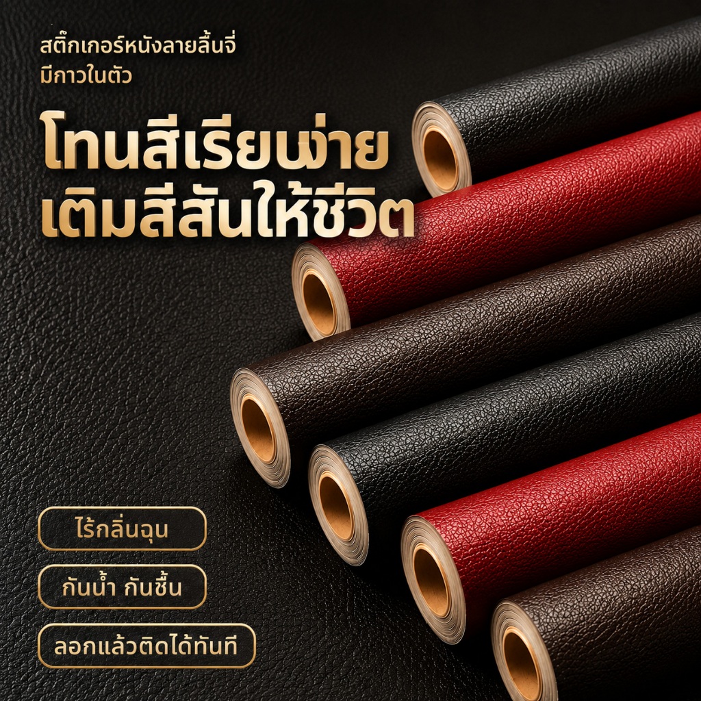 หนังเทียม PU หนังเทียมลาย ลาย PD หนา หุ้มเบาะ ซ่อมโซฟา เบาะรถ งาน DIY มีกาวในตัว พร้อมส่ง
