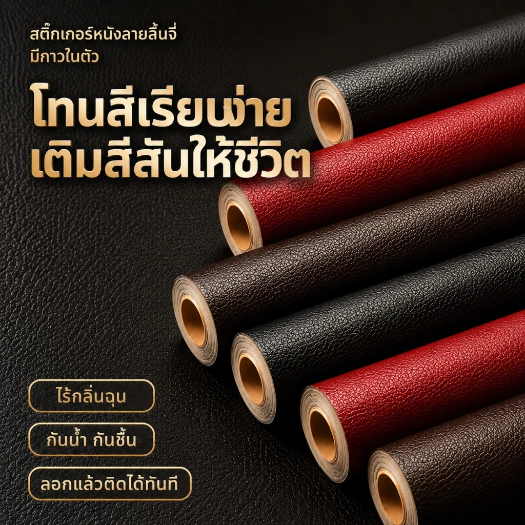 หนังเทียม PU หนังเทียมลาย ลาย PD หนา หุ้มเบาะ ซ่อมโซฟา เบาะรถ งาน DIY มีกาวในตัว พร้อมส่ง