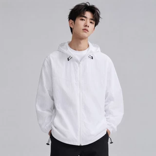 B&R รุ่นบาง เสื้อโค้ท Jacket มีหมวก การออกแบบเชือกผูก บางเบาระบายอากาศดี เหมาะสำหรับกิจกรรมกลางแจ้ง หลวมใส่สบาย