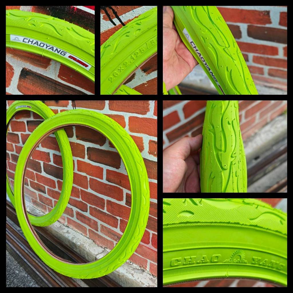 ยางนอก สีเขียว 26x2.125 ยาง26นิ้วสีพิเศษ ยางนอกเสือภูเขา ลายสวย #ยาง26 #ยางขาว