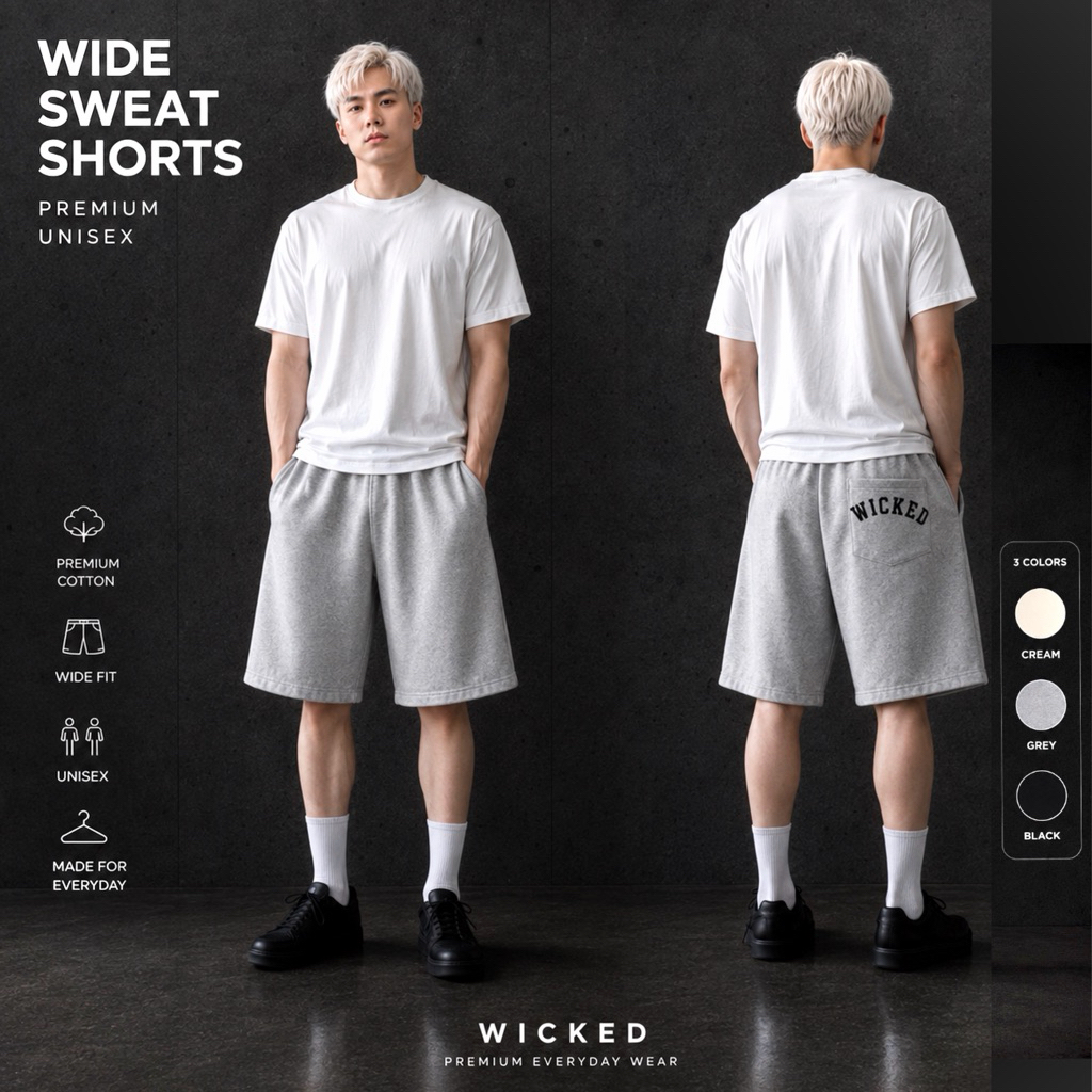 01 WICKED Unisex Sweat Shorts กางเกงวอร์มทรงขาสั้น