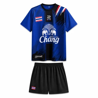 ชุดกีฬาผู้ชาย เสื้อฟุตบอลแขนสั้น + กางเกงขาสั้น ลายสปอร์ต ลายธงไทย ใส่วิ่ง ฟิตเนส ใส่เที่ยว