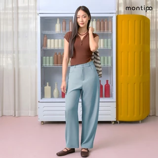 Montipa Barrel Iron Free Pants กางเกงทรง Barrel ซิปและตะขอหน้า แต่งกระเป๋าหลัง ผ้า Iron Free PFI025