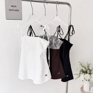 Elise lace cami : KN.Clothes เสื้อสายเดี่ยวผูกไหล่ เย็บตะเข็บหน้า เข้ารูป มีซิปซ่อนด้านข้าง