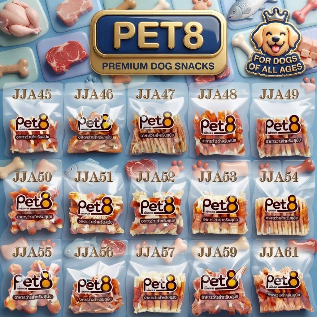 Pet8 ขนมสุนัข Sasami Jerky 400g ใหม่ทุกชิ้นทุกห่อ จัดไปเลยโปรโมชั่นได้ทุกวัน