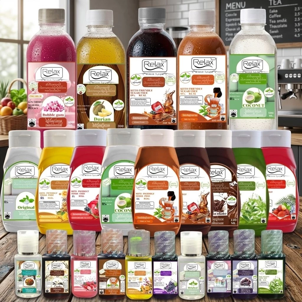 น้ำเชื่อมไซรัป relax Keto29 รสชาติมีขนาดพกพาขนาด 320 ML ขนาด 500 ML ซื้อครบ 5 ขวดแถมฟรีทันทีอีก 1 ขวด