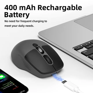 GOOJODOQ Triple Connectivity Mouse 2.4GHz & Dual Bluetooth Silent Ergonomic Design with LED Display and DPI Adjustment