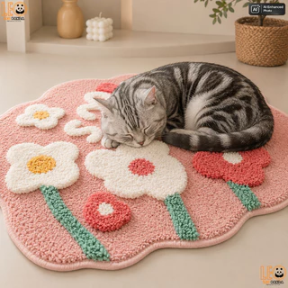 LEO PANDA พรมเช็ดเท้า เกรด Super Premium แบบหนานุ่มพิเศษ Polyester ขนาด 45 x 70 CM สไตล์มินิมอล ลาย ดอกไม้พรีเมี่ยม