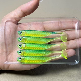 เหยื่อปลายางหางพริ้ว3D 5ชิ้น/แพ็ค เหยื่อยางเสมือนจริง 7.5CM และ9CM เหยื่อปลอม ปลายาง3