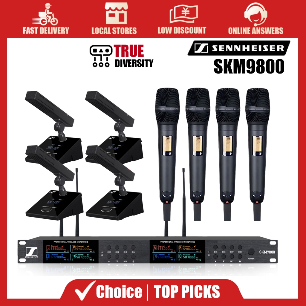 ไมค์ไร้สาย Sennheiser SKM9800 8 ช่อง ผสม 4มือถือ+4คอสั้นประชุม UHF ดิจิตอล เหมาะไลฟ์สด งานประชุม