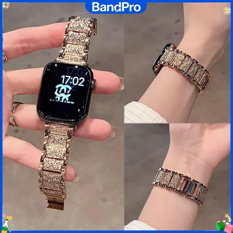สายโลหะเพชรสำหรับนาฬิกา Apple Watch Ultra 2 3 49 มม/S11 10 46 มม/S9 8 7 41 มม, 45 มม/S6 5 4 SE 44 มม 40 มม