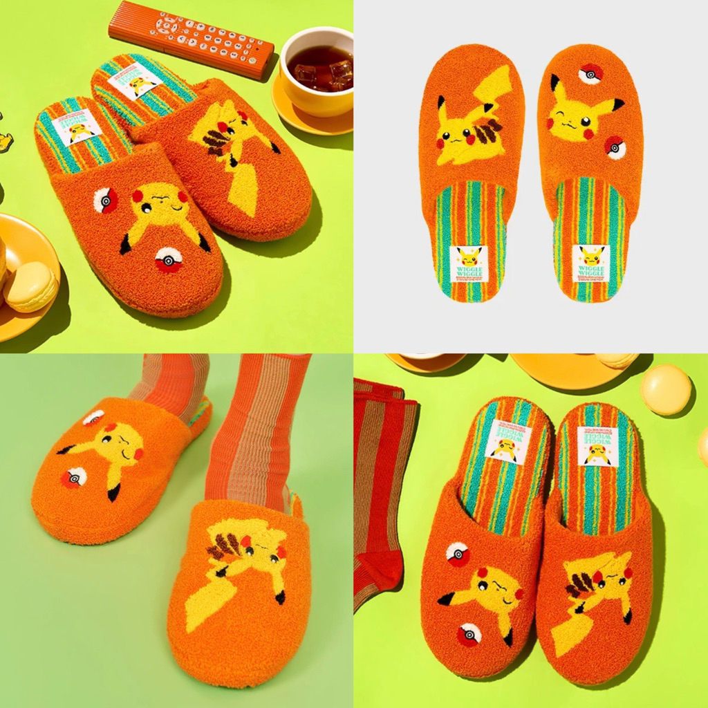 พร้อมส่ง🌈 Wiggle Wiggle ของแท้ 💯 รองเท้า Pokémon โปเกมอน Pikachu ปิกาจู Terry Home Slipper รองเท้าน่