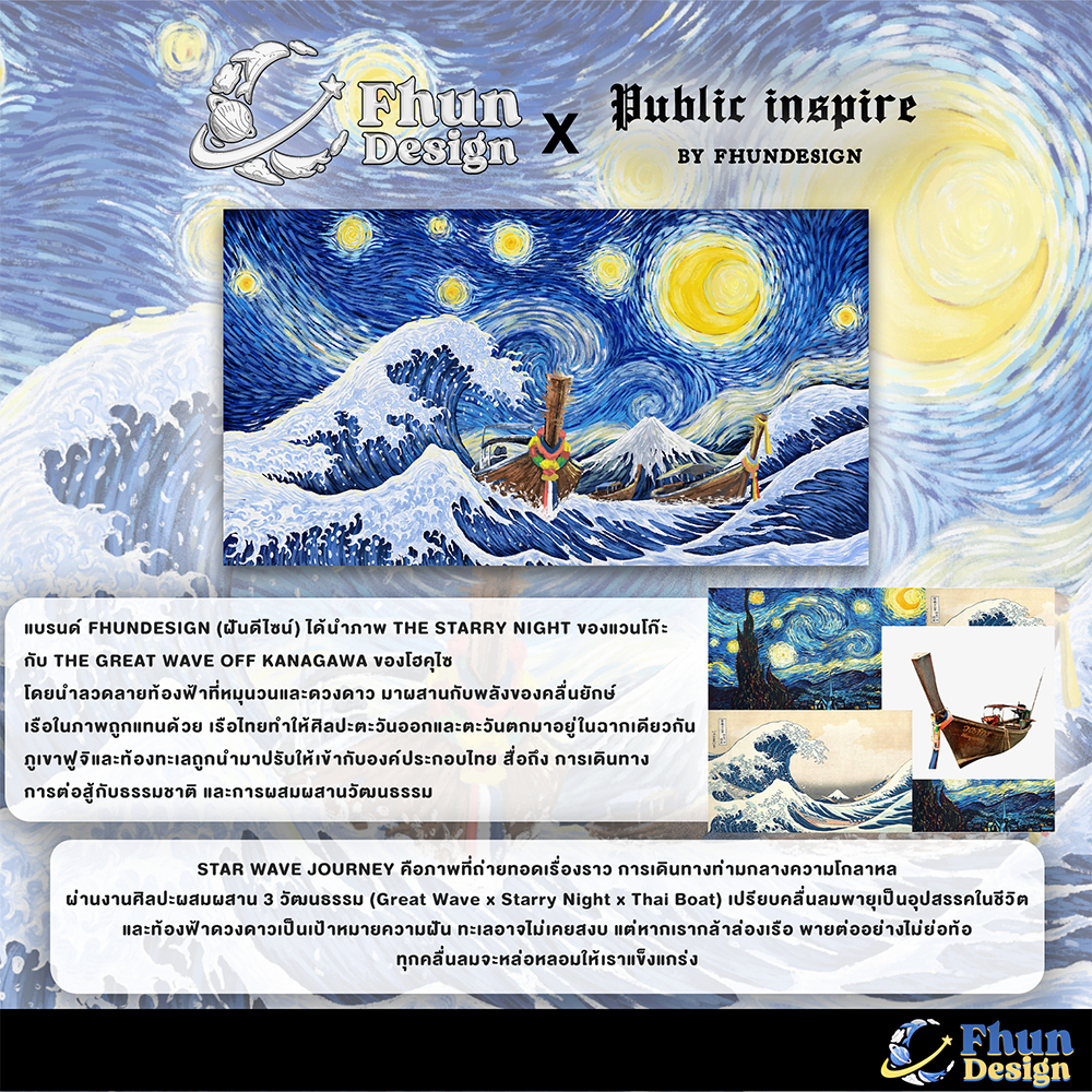 FhunDesign تيشيرت أوفرسايز STAR WAVE JOURNEY — صورة 2