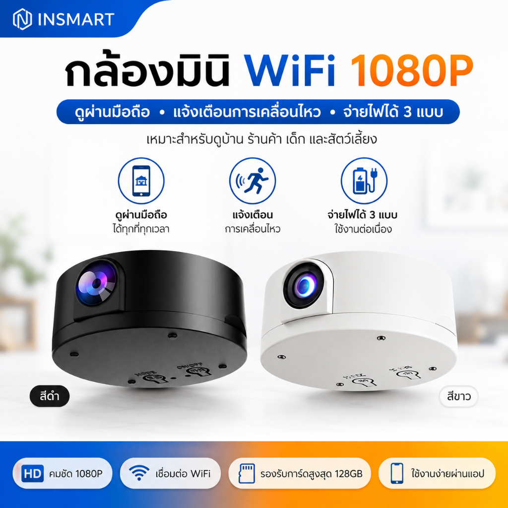 INSMART Smart Camera กล้องวงจรปิดไร้สาย กล้อง PTZ กายมนุษย์ HD ไนท์วิชั่น กล้องไร้สาย