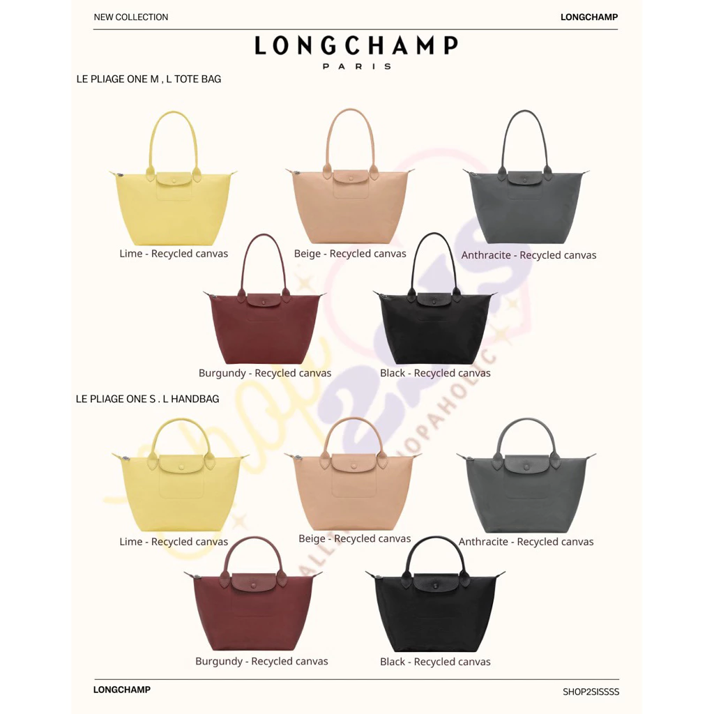 🔥พร้อมส่ง✨ช็อปไทย🇹🇭(“แสตมป์ชื่อฟรี” อีกตะกร้าค่ะ)New Longchamp Le Pliage One M , L Tote Bag & S , L Handbagของแท้100%