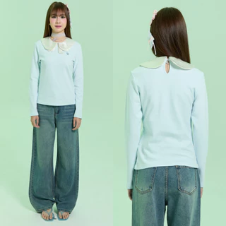 Bemingtop1256(S-2XL) - Riby Top - เสื้อแขนยาวคอบัวเพิ่มความน่ารักด้วยโบว์ด้านหน้า