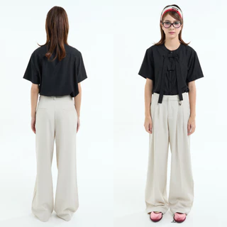 Bemingpants095(XS–5XL) - BEMING Trousers - กางเกงขายาวทรงขากว้างเอวสูงแมตช์ได้ทั้งลุคทำงานและ everydaylook