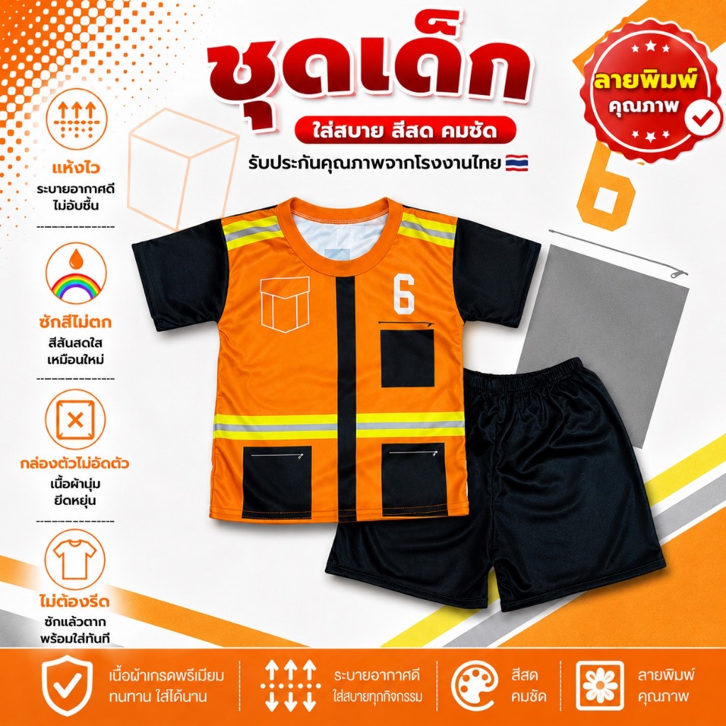 ส่งไว ชุดเด็กลายอาชีพ ผ้าไมโครพรีเที่ยม ใส่สบาย สีคมชัด