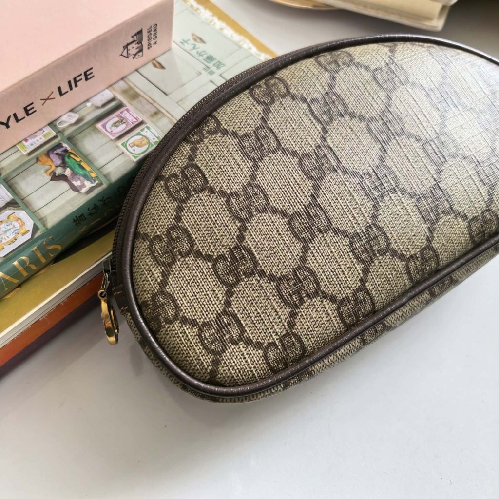 Gucci Vintage GG Monogram Zipped Eyewear Case / Glasses Case