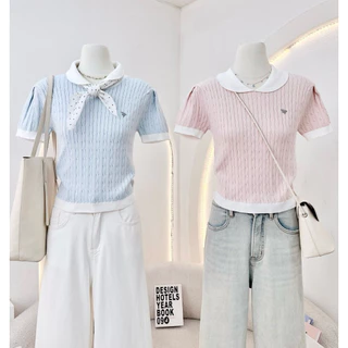 WA YA เสื้อเชิ้ตปกโค้ง กระดุมหน้า ผ้าไหมพรม