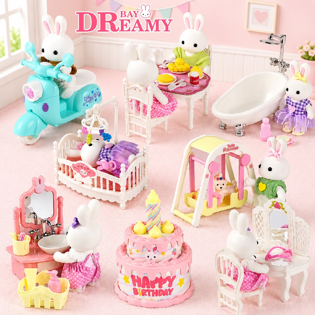 บ้านตุ๊กตา Yasini Series Bay Dreamy เฟอร์นิเจอร์สำหรับบ้านตุ๊กตากระต่าย ของเล่นเด็ก