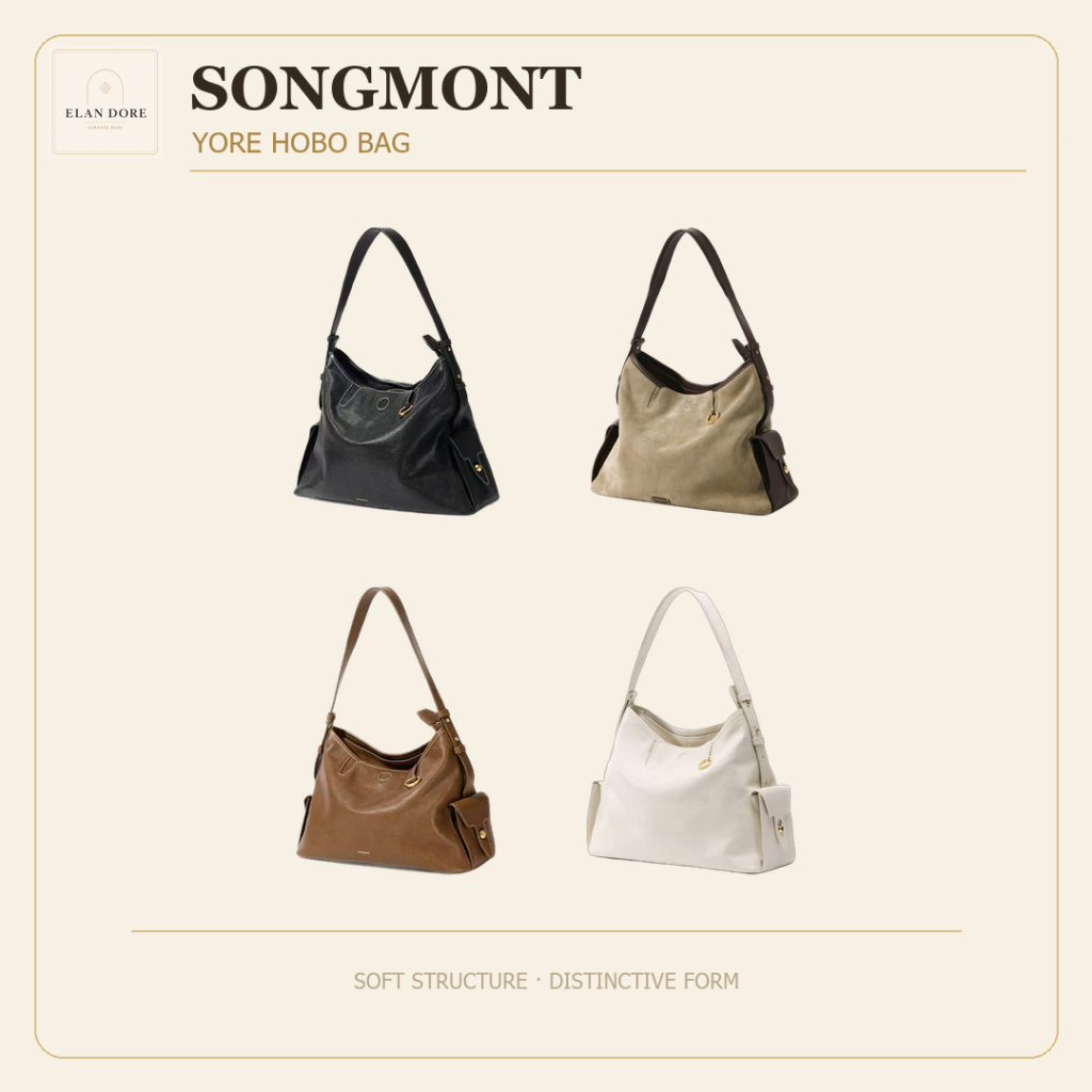 Songmont Medium Yore Hobo Bag กระเป๋าสะพายหนังฟอกผักความจุขนาดใหญ่สําหรับ Commuting Minimalist สําหร