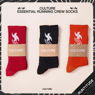 VAC ถุงเท้าวิ่ง Culture Essential Running Crew Socks 3 สี Black / Orange / Burgundy