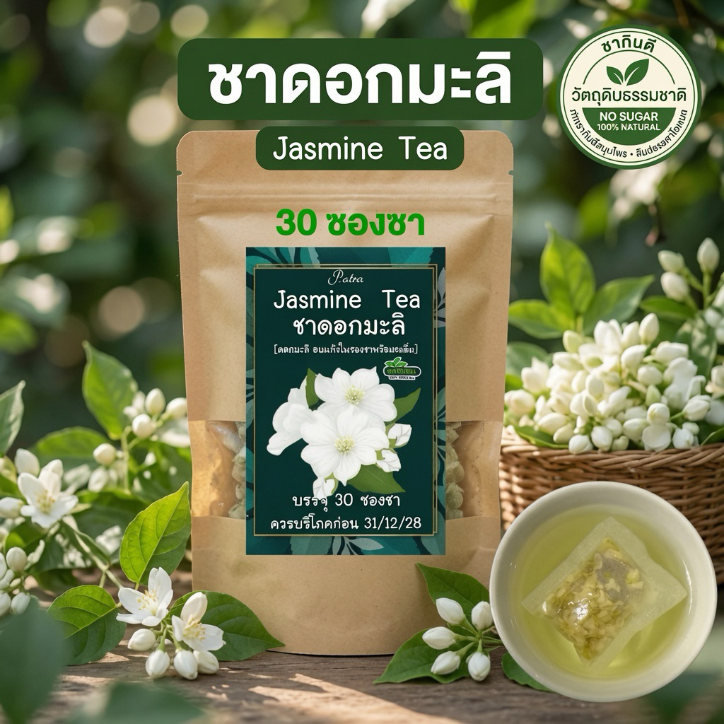 ชาดอกมะลิ บรรจุ 30 ซองชา( Jasmine Flower Tea ) ดื่มแล้วผ่อนคลาย สดชื่นบำรุงผิวพรรณ