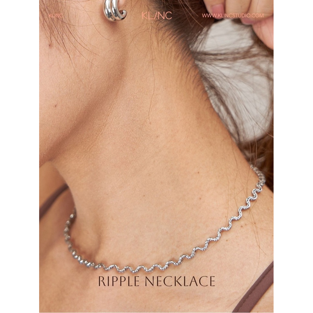 สร้อยสแตนเลส Silver Ripple Necklace - KLINC
