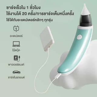 เครื่องดูดน้ำมูกอัตโนมัติ ที่ดูดน้ำมูกเด็ก ปรับแรงดูดได้ ถอดล้างได้ ไม่ทำร้ายเยื่อบุจมูกทารก ชาร์ตไฟ USB