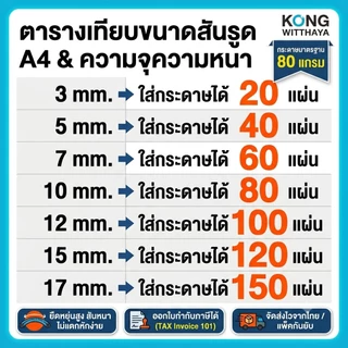 สันรูดพลาสติก A4 (12อัน/ห่อ) ขนาด 3 5 7 10 12 15 มิล สันแฟ้ม สันรูด สันเข้าเล่ม ยืดหยุ่นหนาพิเศษ มีหลายสี slidebinding