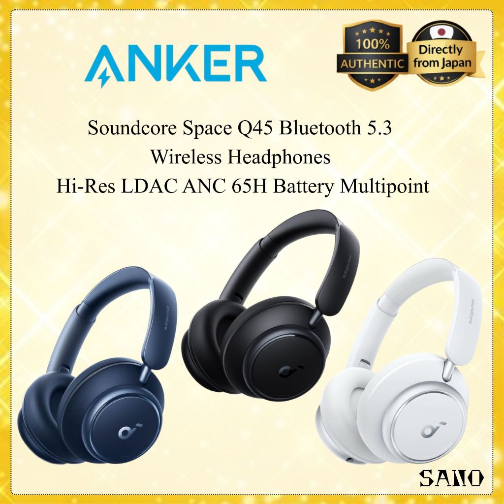 Anker Soundcore Space Q45 Bluetooth 5.3 Wireless Headphones Hi-Res LDAC ANC 65H Battery Multipoint