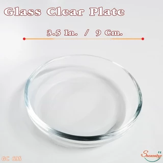 จานแก้วใส ใช้เป็นฝาครอบ/จานรองแก้ว จัดค็อกเทล ใส่ขนม รุ่น 45 695 Glass Clear Plate ขนาด 3.5 In.
