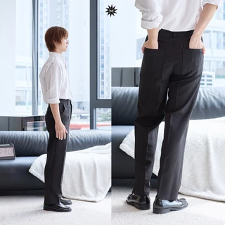 NORMAL.DAY กางเกงทำงาน ขากระบอกตรง รุ่น WorkFlex ผ้ายับยาก เอวยืดได้ มี 3ความยาวให้เลือก กางเกงขายาวทรงกระบอกตรง