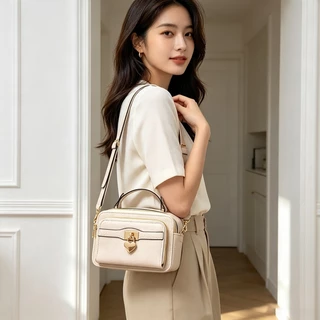 พร้อมส่ง กระเป๋าผู้หญิงสไตล์หรู กระเป๋ากล่องถือได้ สะพายข้างได้ ล็อกโลหะหัวใจ มีหลายสี สายสะพายกว้างฟรี #6613
